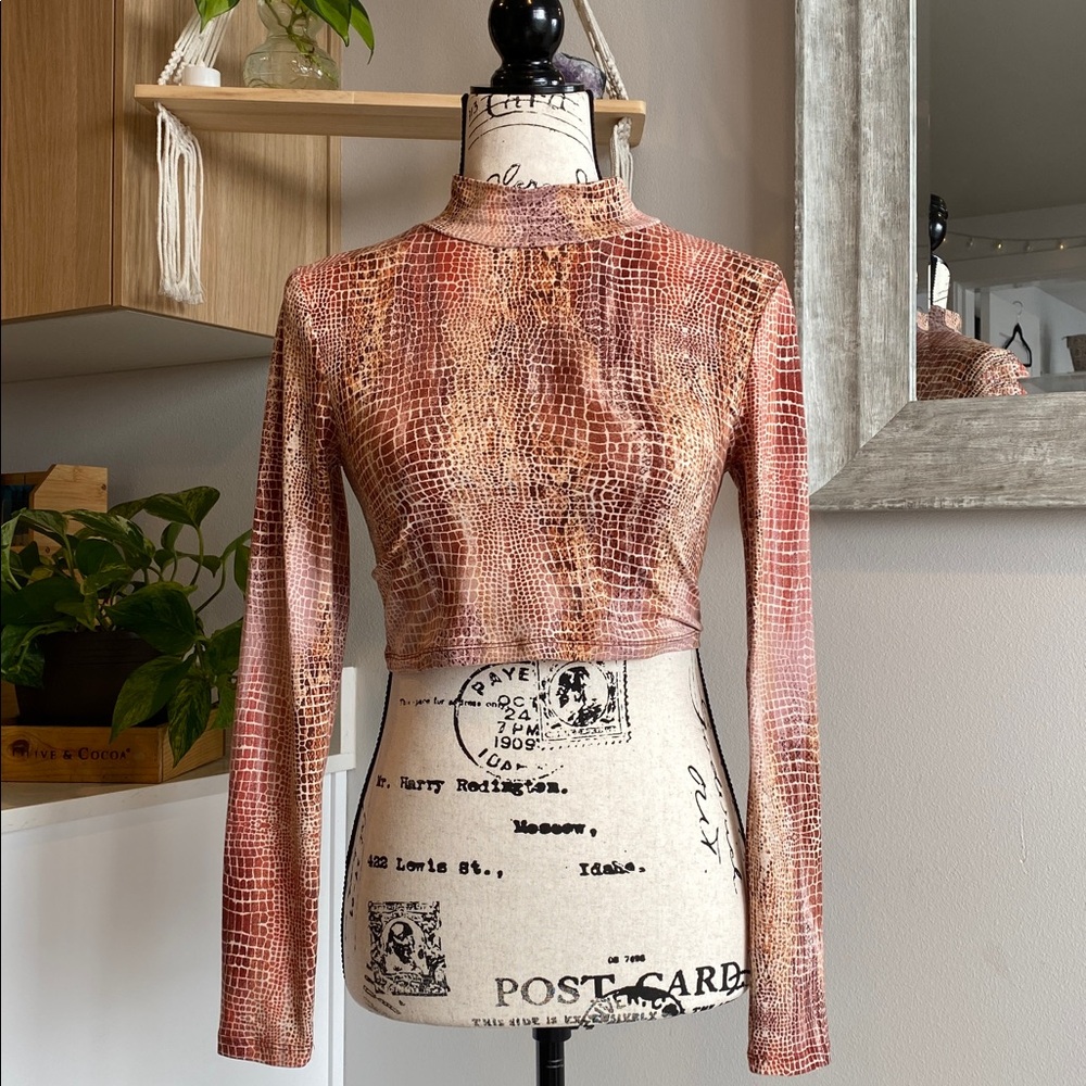 Soft Crocodile Print Long Sleeve Top